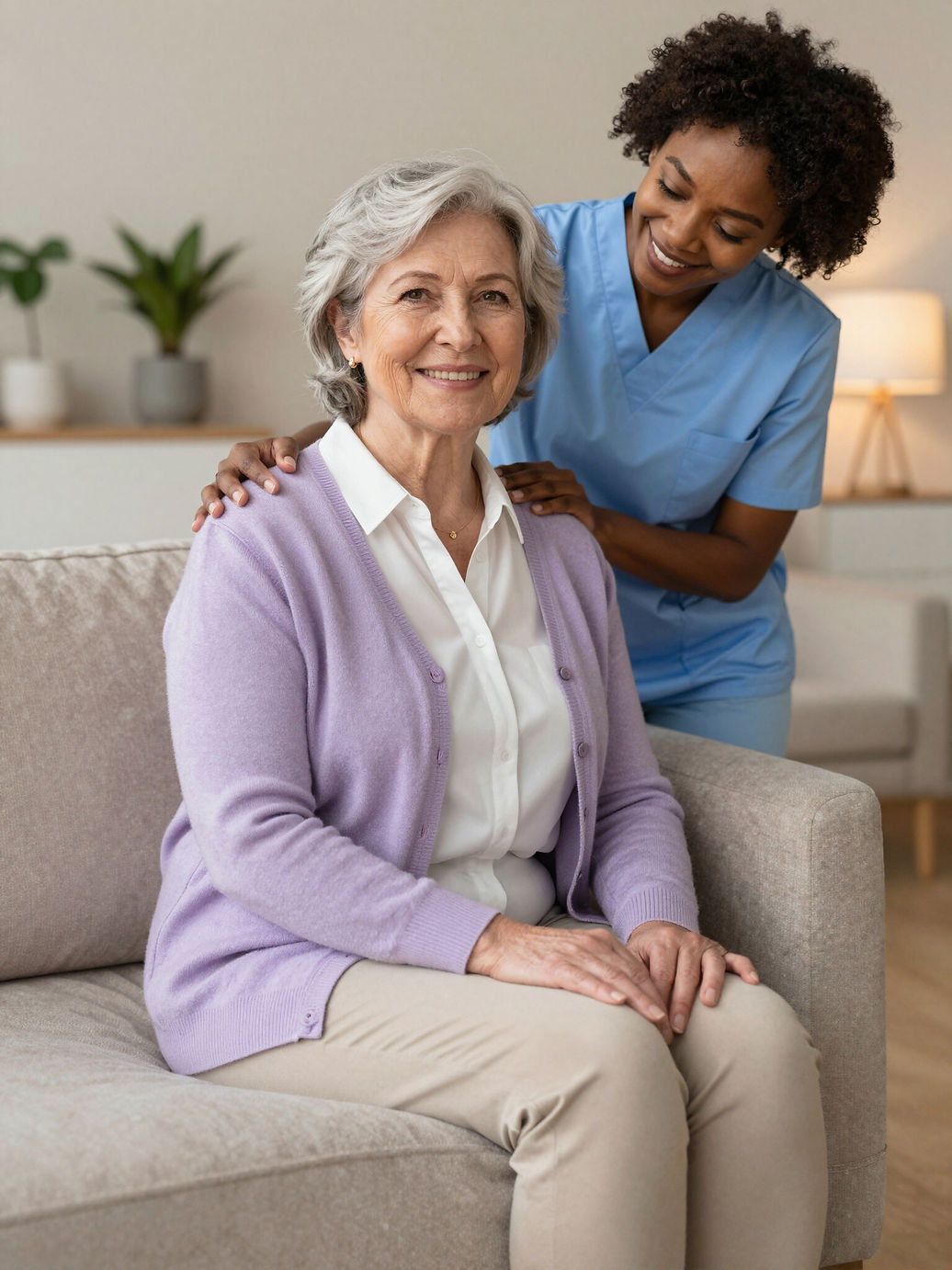 A caregiver with a resident at Maeanne's Heritage House