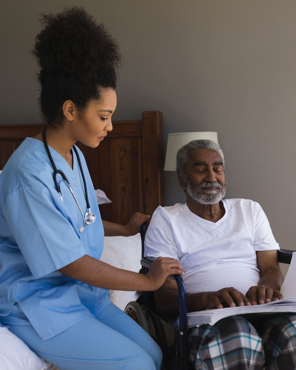 Caregiver assisting a resident